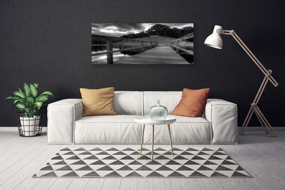 Tablou pe panza canvas Podul Lacul Arhitectura Gray
