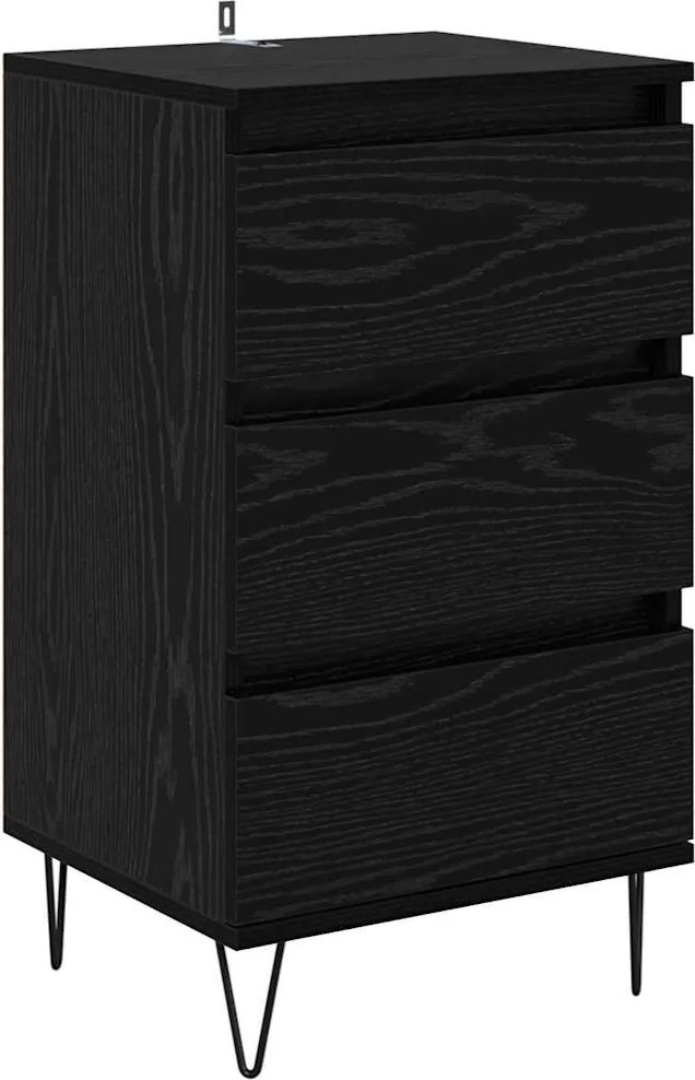 vidaXL Bufet Stejar Negru 40 x 35 x 70 cm Lemn Ingineresc și Fier