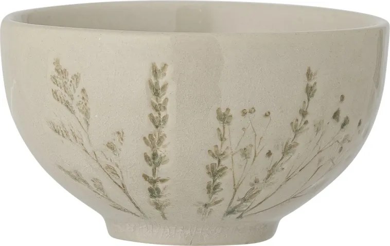 Bol din ceramică, natur, cu ilustrații botanice pictate manual, 11.5x6.5 cm, „Bea"
