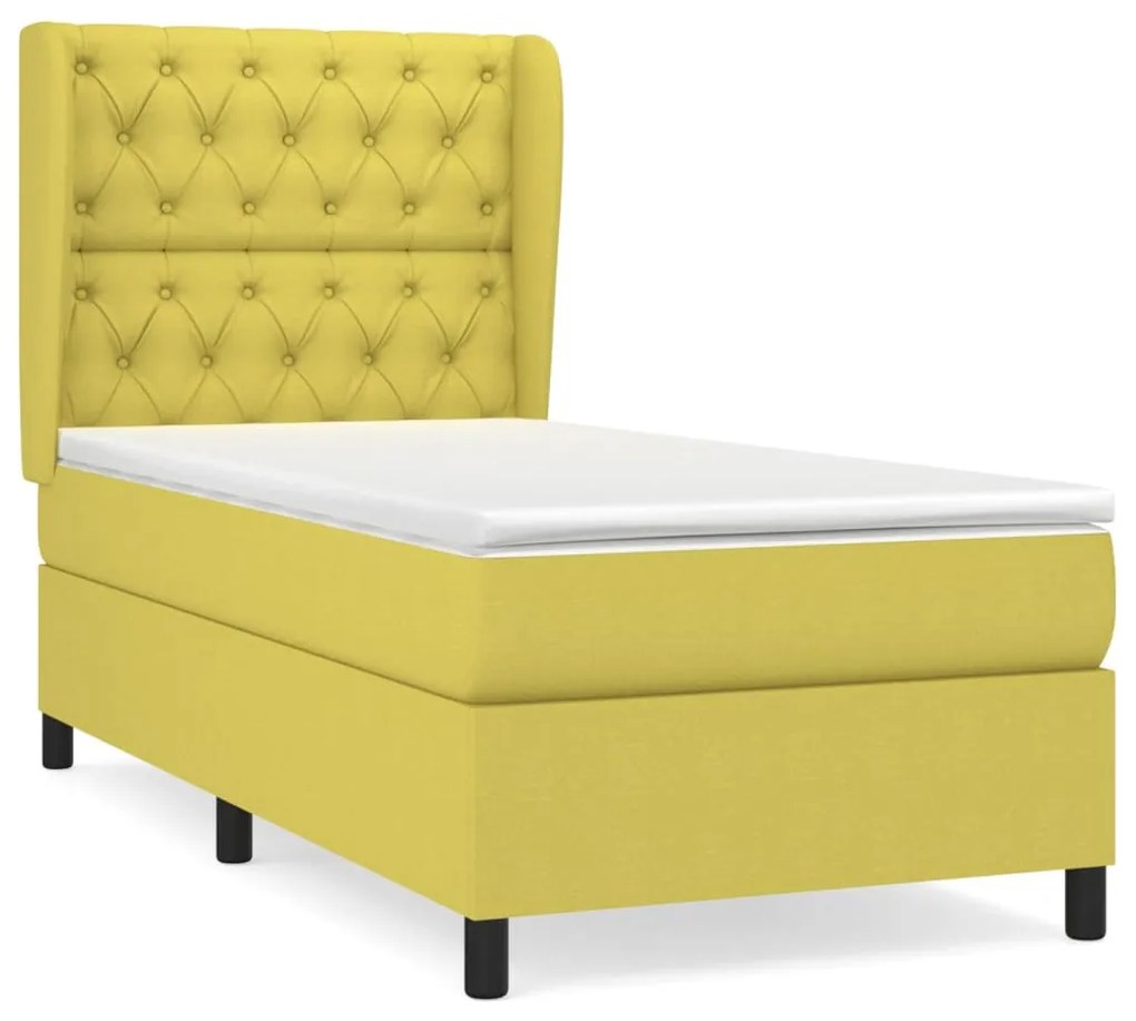 3128164 vidaXL Pat box spring cu saltea, verde, 80x200 cm, textil