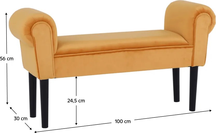 Bancă, catifea Velvet, maro-miere/negru, BURDA