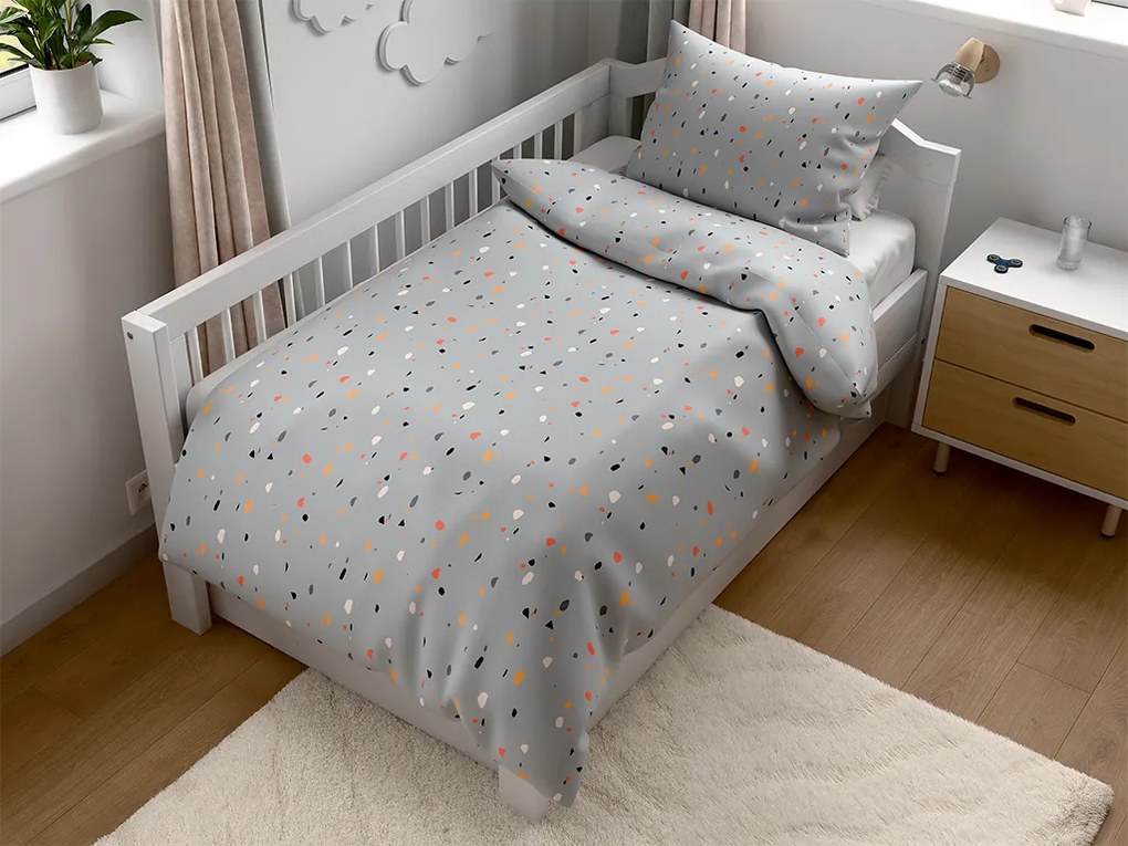 Lenjerie de pat din bumbac pentru patut PINTURA gri Dimensiunile lenjeriei: 45 x 65 cm | 90 x 135 cm