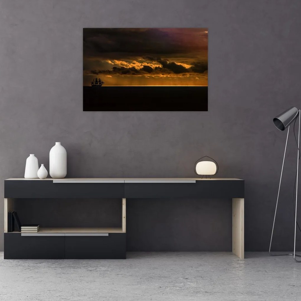 Tablou unei vele în apus de soare (90x60 cm)