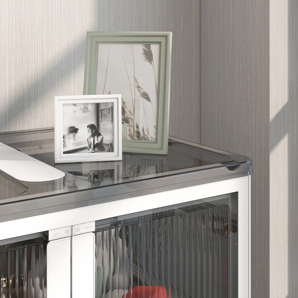 HOMCOM Cutii de depozitare pliabile și empilabile 69L din plastic cu capac și 4 roți, acces la 5 laturi, alb | Aosom Romania