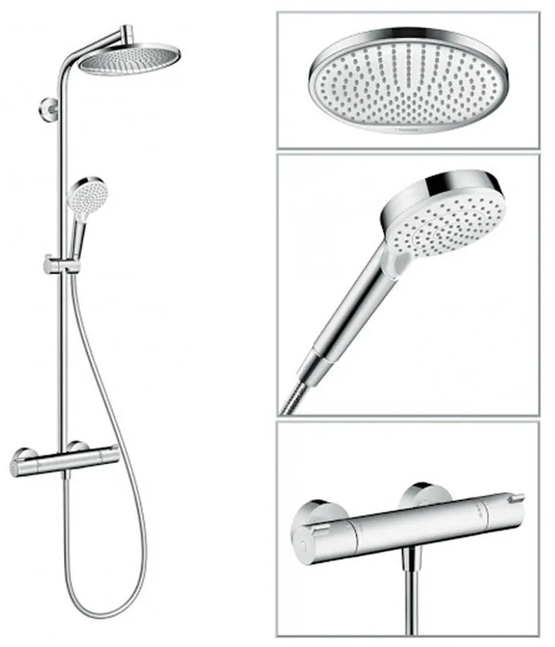 Coloana de dus cu baterie termostata, culoare crom, Hansgrohe Crometta S240
