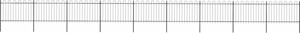 vidaXL Gard de grădină cu vârf circular din oțel 1603,5x120 cm, negru