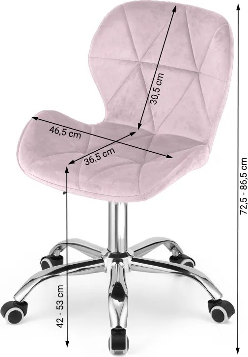 OFERTA Scaun de birou roz pudra AVOLA VELVET II. calitate