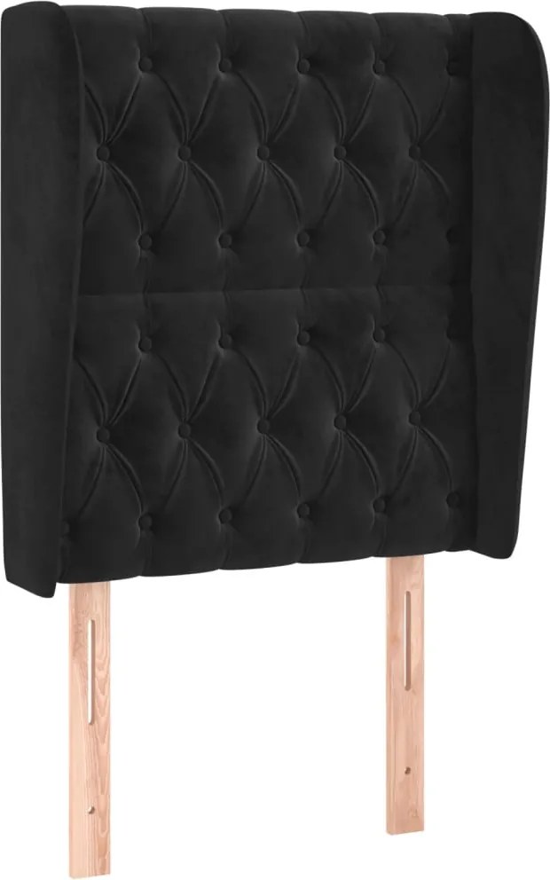 vidaXL Tăblie de pat cu aripioare, negru, 83x23x118/128 cm, catifea