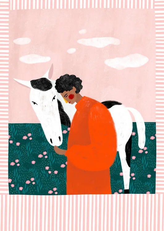 Ilustrație Girl and Horse