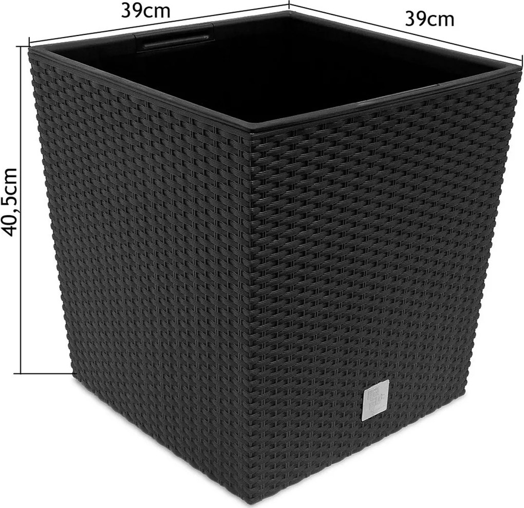 Ghiveci flori cu masca interioara Rato Aspect modern Ratan Antracit 64 L