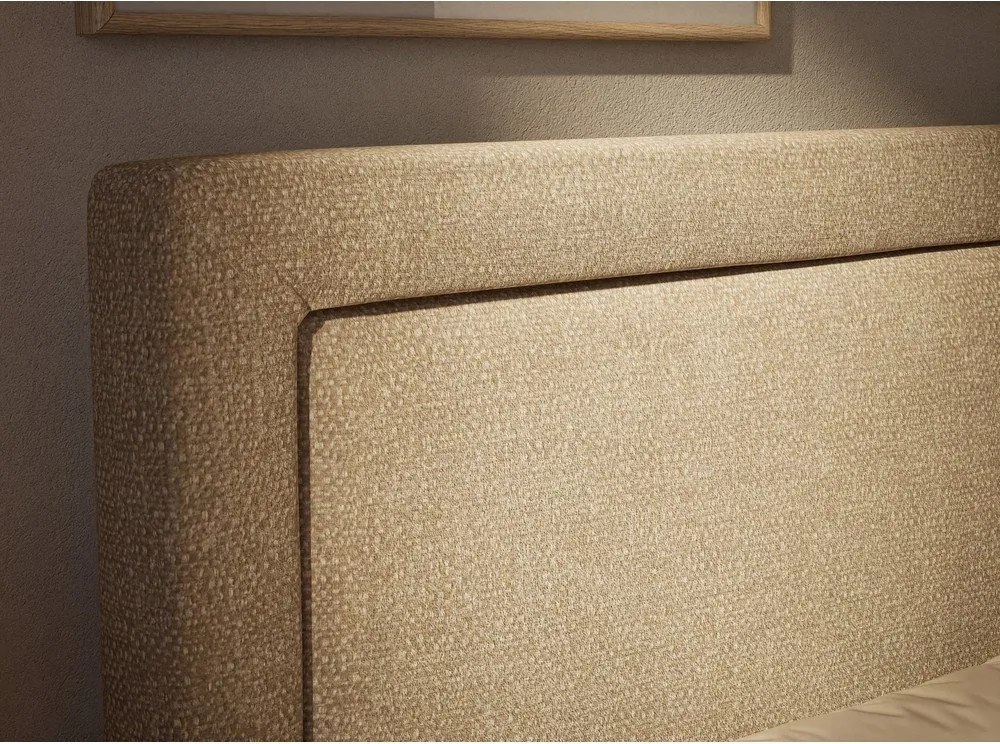 Pat boxspring bej cu spațiu de depozitare 180x200 cm Fresco – Maison de Rêve