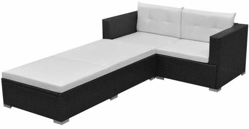 set mobilier de grădină cu canapea 8 piese, poliratan, negru