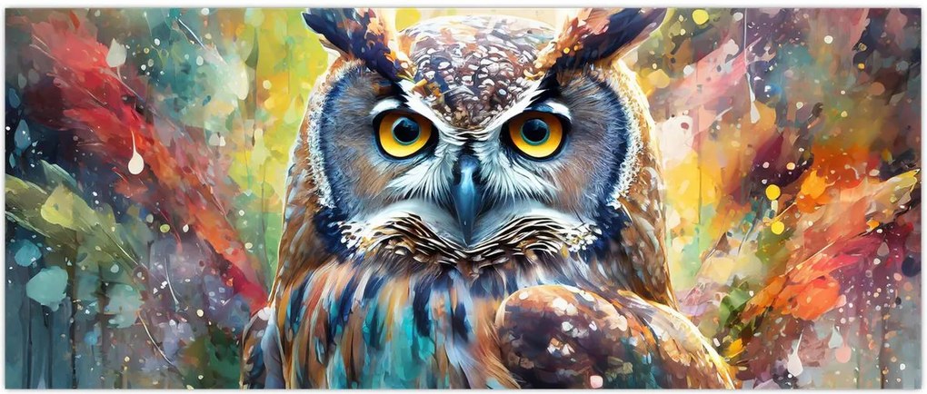 Tablou - Pictură de o bufniță (120x50 cm)