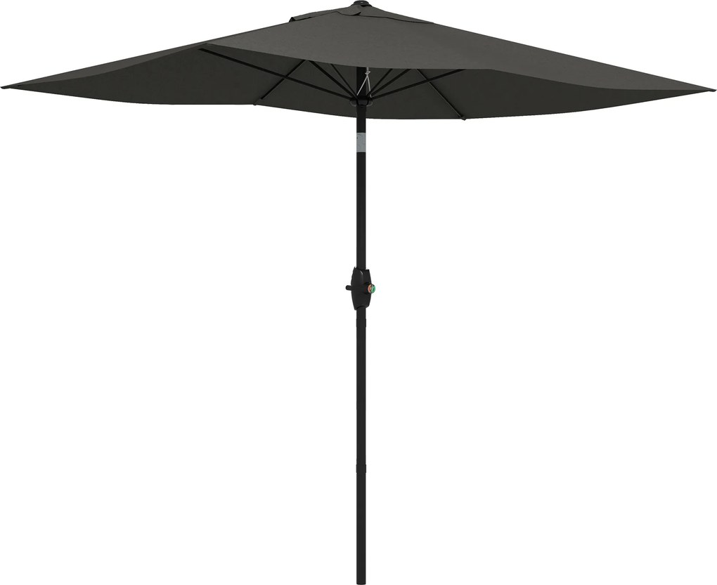 Outsunny Umbrelă de Soare Dreptunghiulară, Umbrelă pentru terasă cu înclinare și deschidere cu manivelă, 300x200x248 cm, Gri | Aosom Romania
