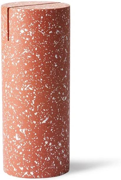 Decoratiune rosie din ciment 15 cm Terrazzo Cylinder HK Living