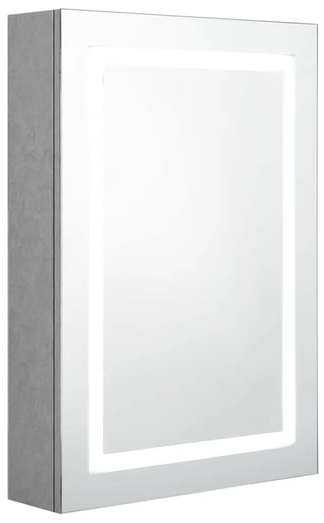 326488 vidaXL Dulap de baie cu oglindă și LED, gri beton, 50x13x70 cm