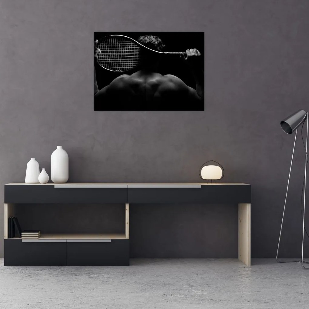 Tablou pe sticlă - Jucătorul de tenis (70x50 cm)
