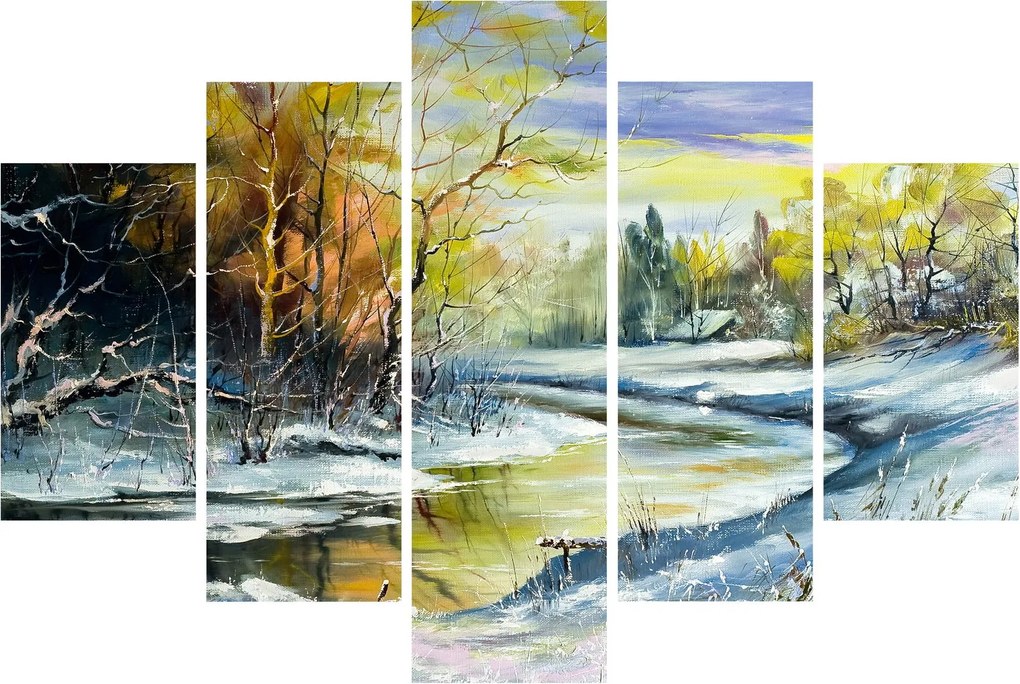 Tablou - Râu de iarnă, pictură în ulei (150x105 cm)