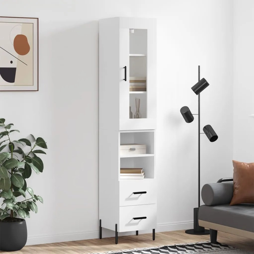 vidaXL Dulap înalt, alb, 34,5x34x180 cm, lemn prelucrat