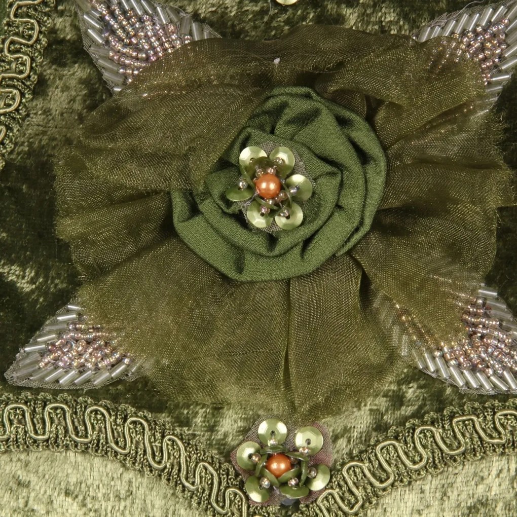 Abajur din textil, verde, formă dreptunghiulară, 17 x 22 x 18 cm, „Victoria”