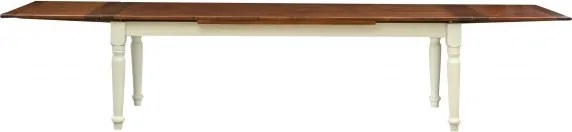 Masa extensibila, L250(380) 100 H80 cm, alb antic patina, lemn masiv