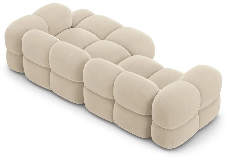 Colțar bej cu tapițerie din catifea (cu colț pe partea dreaptă/cu șezlong) Loretto – Cosmopolitan Design