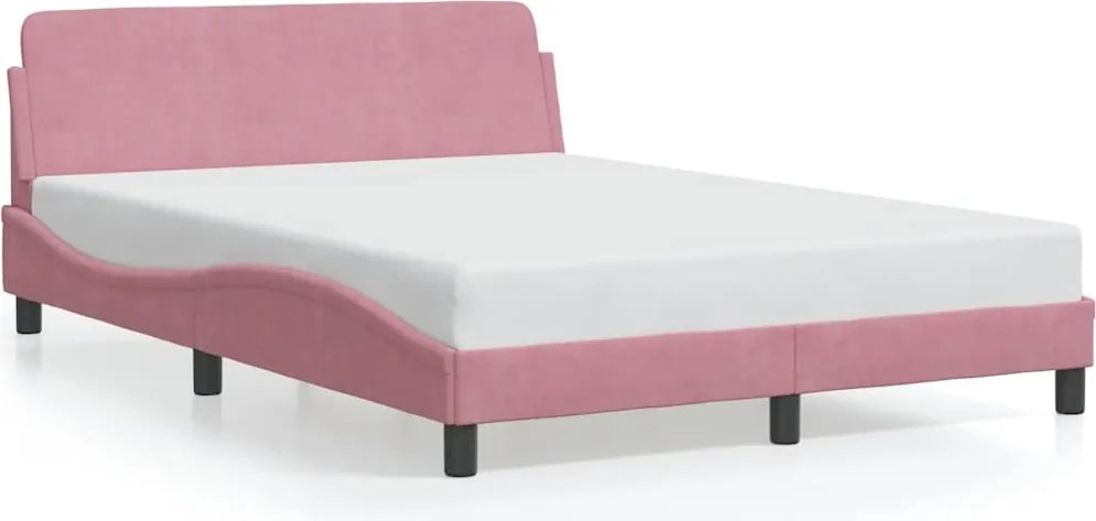 vidaXL Cadru de pat cu tăblie, Dover, roz, 140x200 cm, catifea