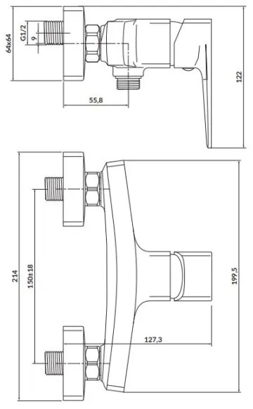 Baterie de duș Cersanit S951-384 LARGA auriu