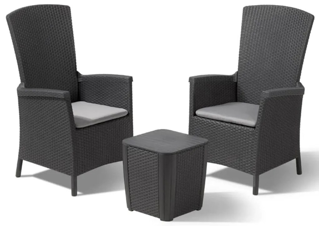 408937 Keter Set mobilier de exterior Vermont, 3 piese, grafit 231692