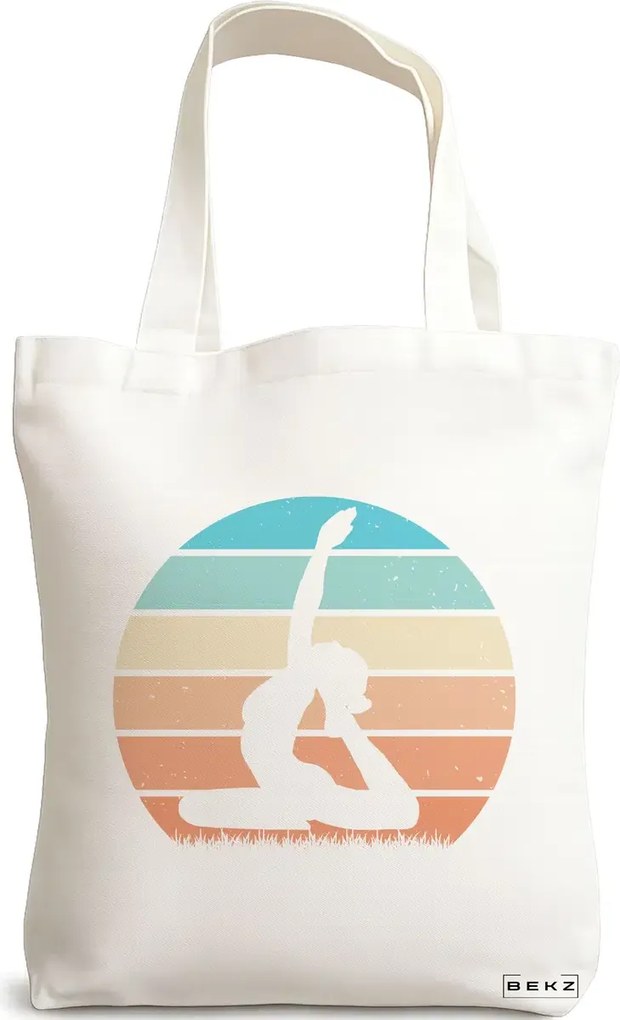 Sacosa de Panza pentru Cumparaturi, Geanta Tote Yoga 8, 38x34.5 cm, Alba, BEKZ®