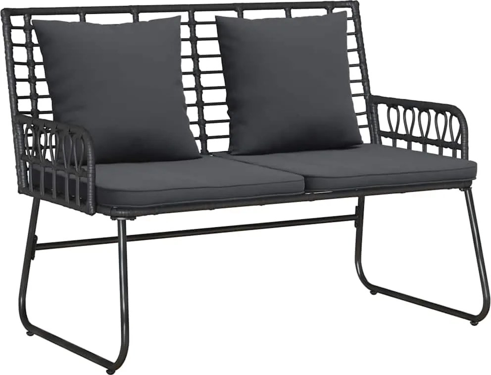 vidaXL Bancă de grădină Negru și antracit poliratan