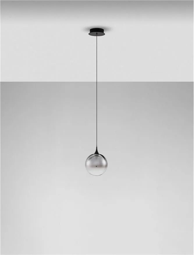 Pendul LED modern, Metal, Sticla, Fumuriu, ORENDA