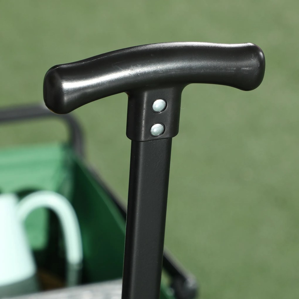 Outsunny Carucior cu rotile pliabil carucior de transport cu rotile incarcare 40 kg maner ajustabil 83 x 50 x 99 cm verde inchis | Aosom Romania