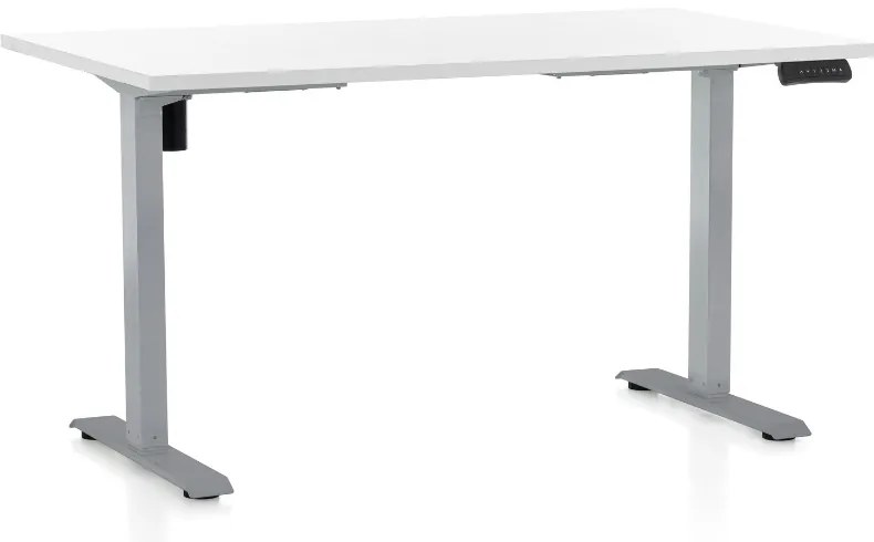 Masa inaltime reglabila OfficeTech B, 140 x 80 cm, bază gri, alb
