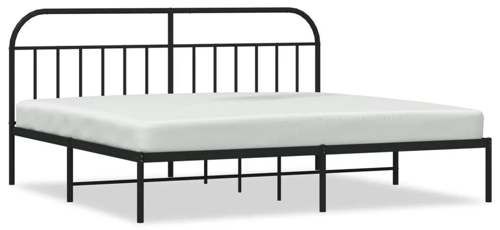 353641 vidaXL Cadru de pat metalic cu tăblie, negru, 193x203 cm