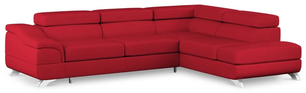 Coltar extensibil Onyx, colt pe partea dreapta cu tapiterie din piele ecologica, rosu