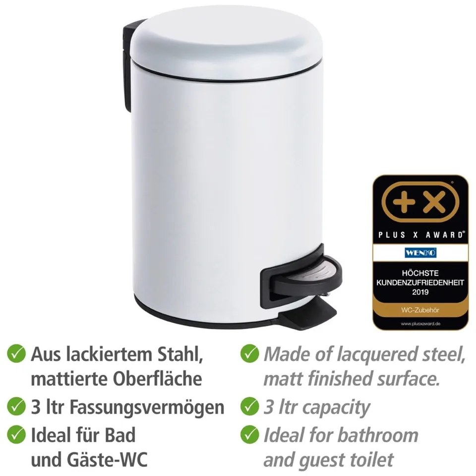 Coș deșeuri Wenko Leman, 3L, alb