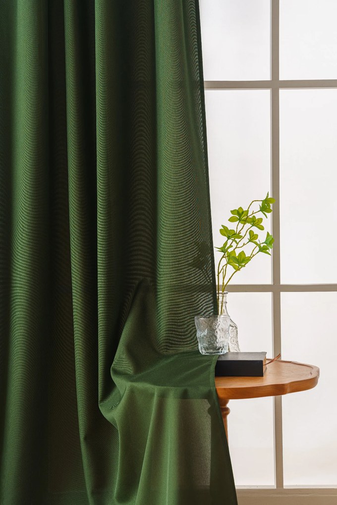 Draperie OXFORD LIGHT 140x250 cm, verde inchis Agatat: Inele metalice