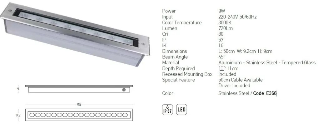 Spot LED incastrabil de exterior decorativ IP67 Vuk