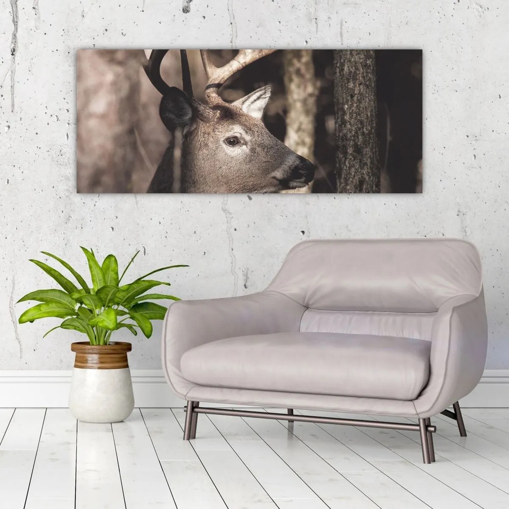 Tablou - Cerb în pădure (120x50 cm)
