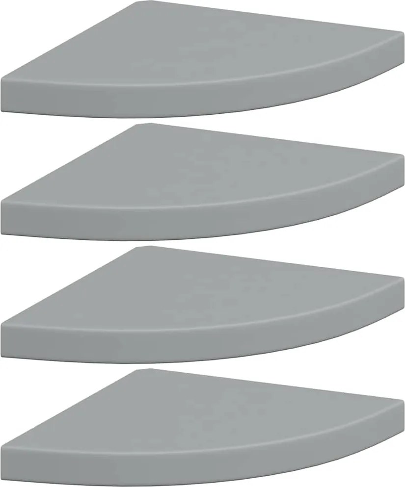 vidaXL Rafturi colțar de perete, 4 buc., gri, 35 x 35 x 3,8 cm, MDF