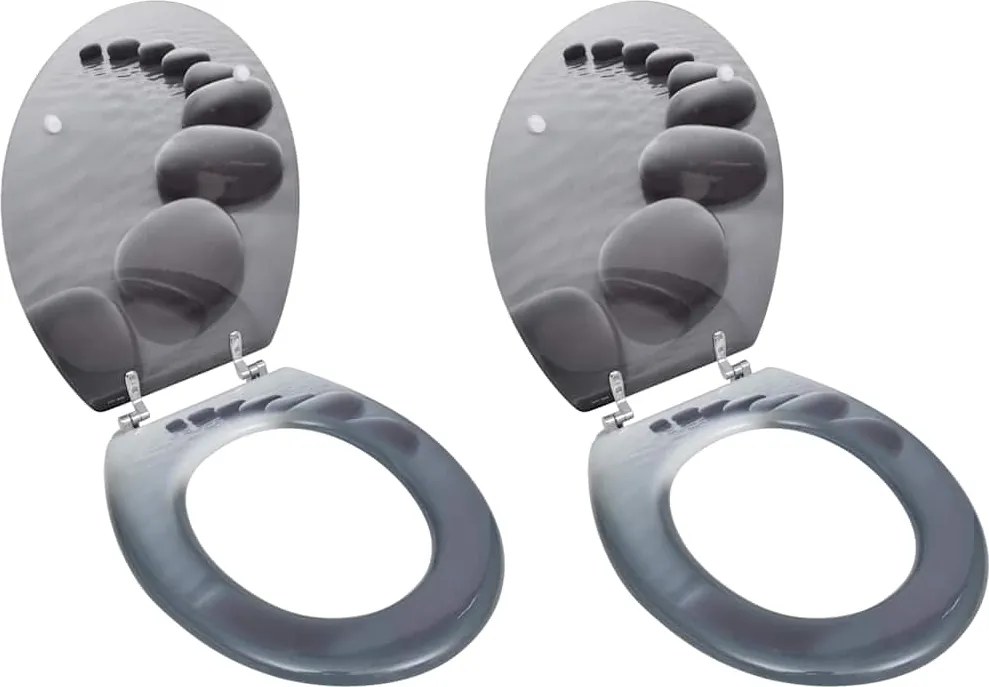 vidaXL Capace WC, 2 buc., MDF, model pietre