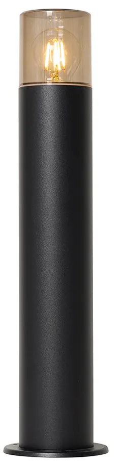 Lampă de podea pentru exterior neagră cu abajur fumuriu 50 cm - Odense