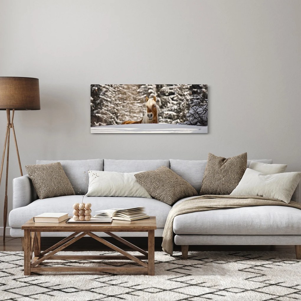 Tablou - Cal în peisaj de iarnă (120x50 cm)