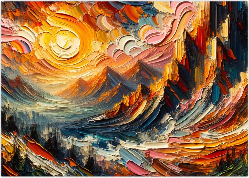 Tablou pe sticlă - Munte acoperit de soare (70x50 cm)