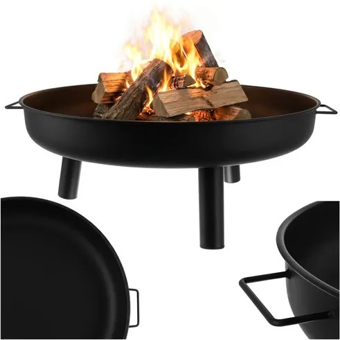 Șemineu de grădină 80 cm - șemineu de grădină mare pentru lemn cu mânere