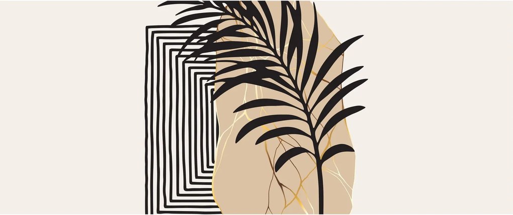 Tablou - Abstracție cu frunze tropicale N⁰3 (120x50 cm)