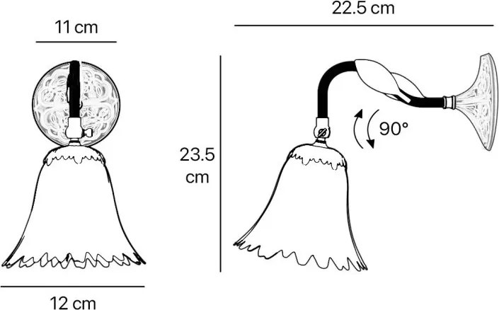 Aplica de perete din alama cu detalii gravate Dalida