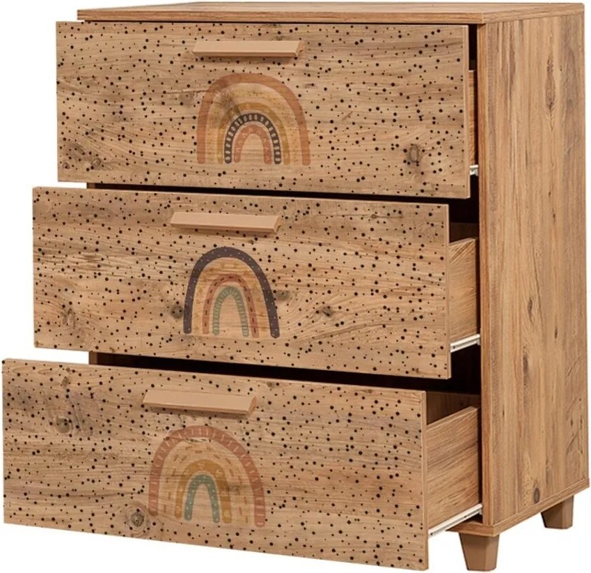 Comoda, Vella, Leva Gravis Rainbow, 80 x 95 x 43 cm, pal melaminat, multicolor