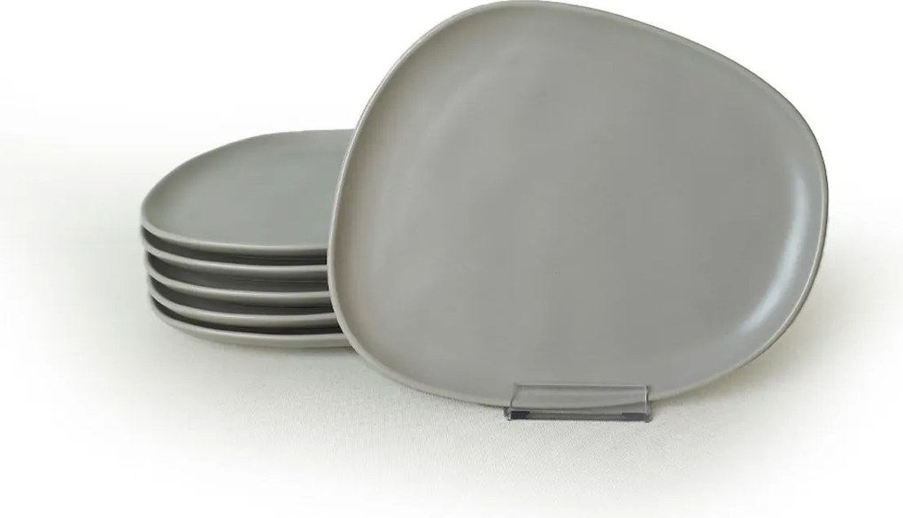 Set 6 farfurii desert 275KRM2207, gri mat, ceramica, 23 cm